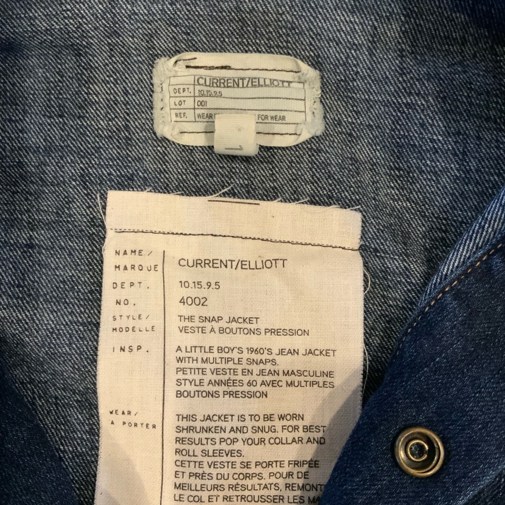 Current/Elliott Dark Blue Denim Jacket with Gold Buttons - Picture 4 of 5